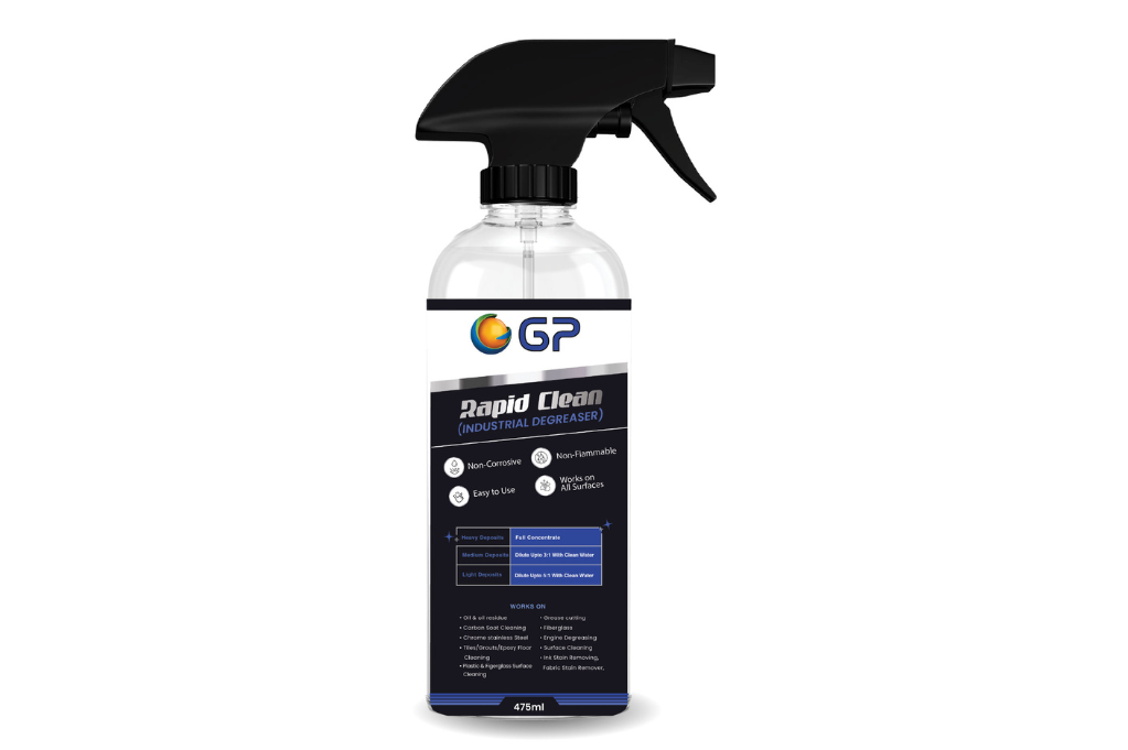 GP Rapid Clean – Industrial Degreaser, Heavy-Duty Cleaner, Non-Corrosive, Non-Flammable, Safe for All Surfaces