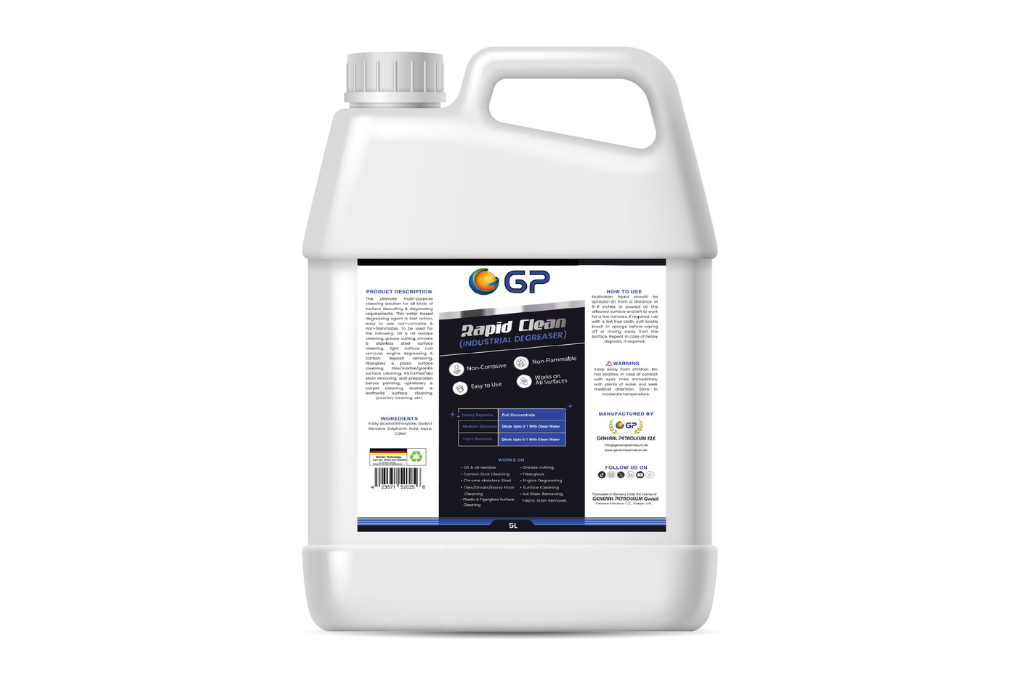 GP Rapid Clean – Industrial Degreaser, Heavy-Duty Cleaner, Non-Corrosive, Non-Flammable, Safe for All Surfaces