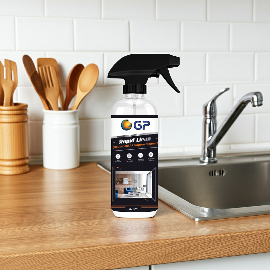GP Rapid Clean – Household All Purpose Cleaner, Non-Corrosive, Non-Flammable, No Harmful Effects, Safe for Home and Kitchen Surfaces